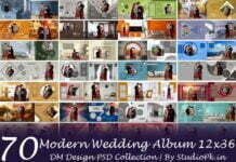 70 Modern Wedding Album 12x36 DM Design PSD Collection