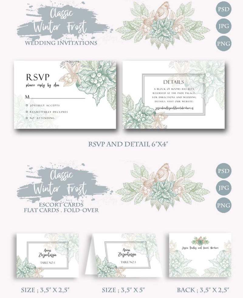 Classic Winter Wedding Invitations Card Templates Classic Winter Wedding Invitations Card Templates