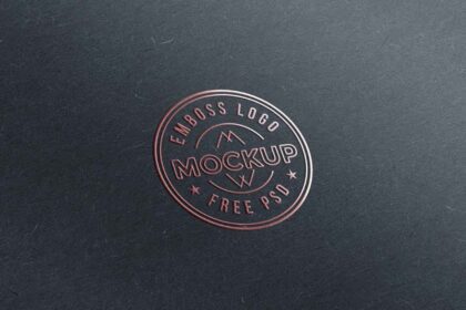 Emboss Paper Logo PSD Mockup