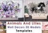 Animals And Lilies Wall Decors 3D Models Templates
