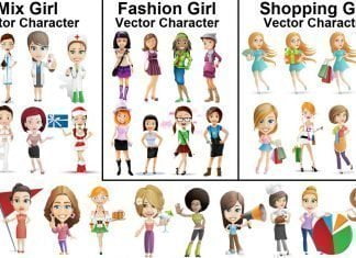 30+ Girls Vector Character PNG File Pack