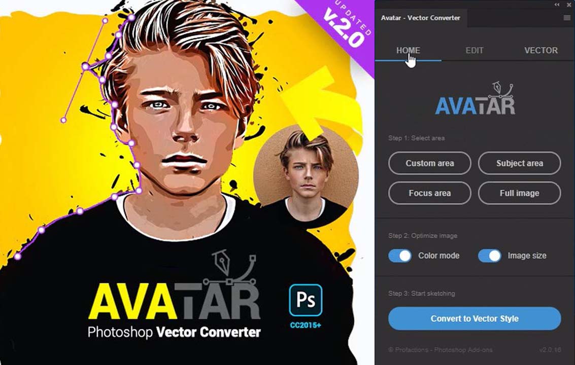 Avatar V2.0 Photoshop Plugin - Convert Photo To Vector Look