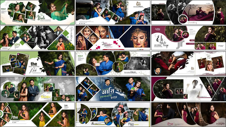 20 Modern Pre-Wedding Album Design PSD 12x36 Free Download