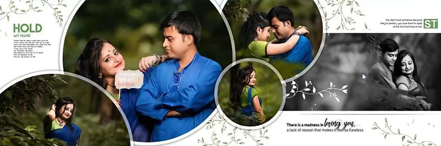 Romantic Pre Wedding Album Design 12x36 PSD