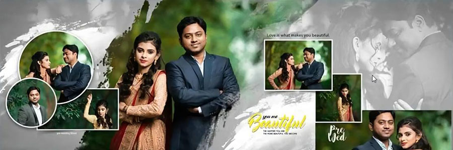 Photoshop Layered Pre-Wedding Album 12x36 Pack