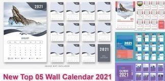 New Top 05 Wall Calendar 2021 PSD Templates Design Pack