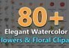 80+ Elegant Watercolor Flowers & Floral Cliparts Pack