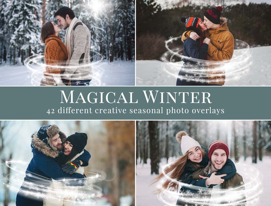 40+ Magical Winter Lights Photo Overlays