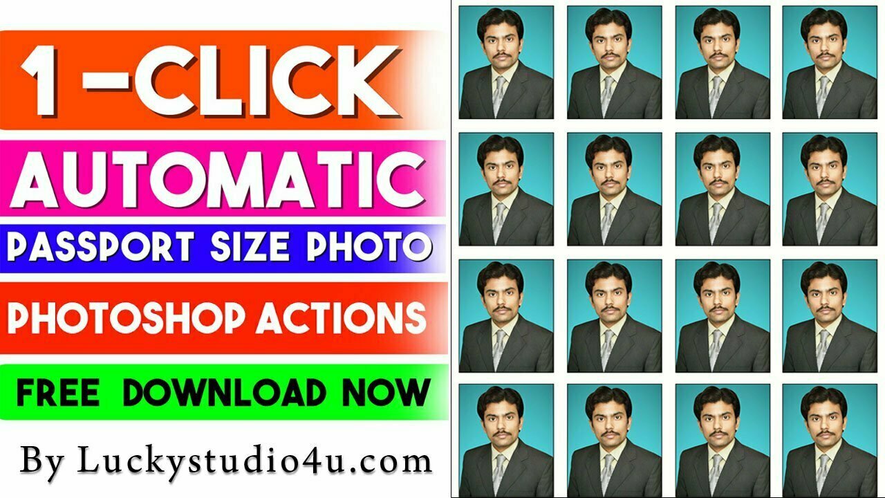 1-Click Automatic Passport Size Photos Action