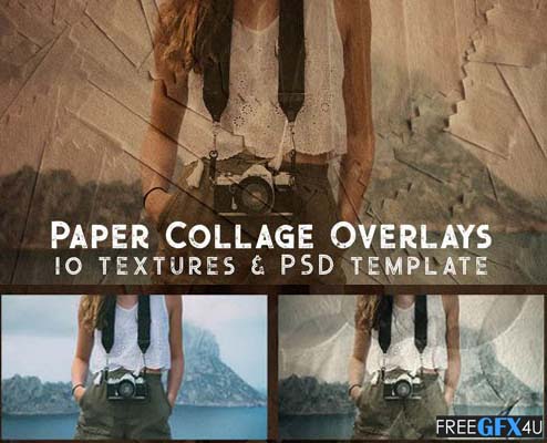 Paper Collage Overlays Photoshop Templates