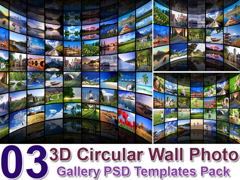 3D Circular Wall Photo Gallery PSD Templates Pack