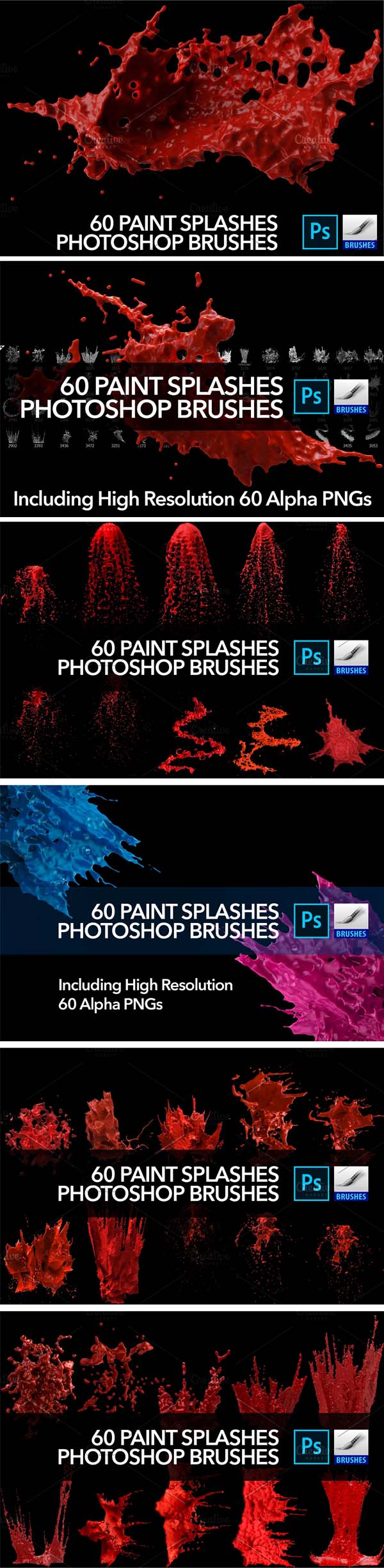 60 Paint Splash Brushes for Photoshop