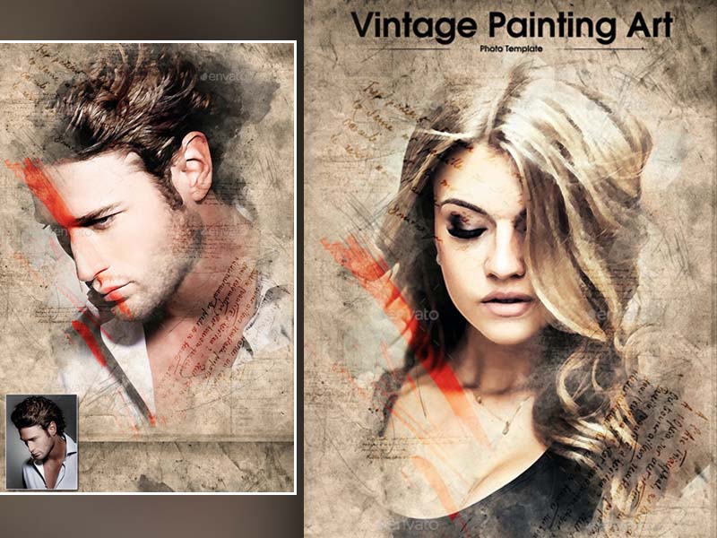 Free Download Vintage Painting Art PSD Template
