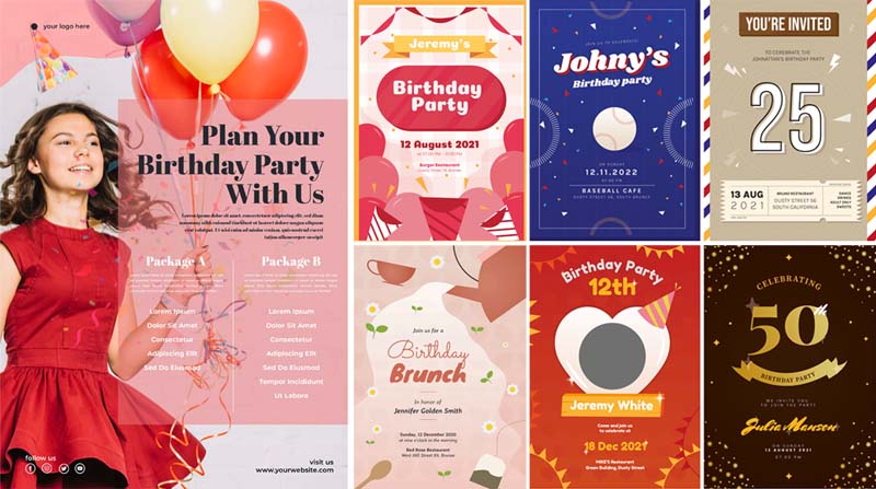 10 Happy Birthday Invitation Flyer PSD And EPS Templates Pack