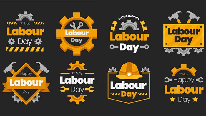 Flat Labour Day badge And Label