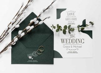 Top View Wedding Cards With Rings Envelope Free Download