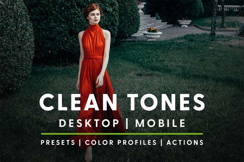 Clean Tones preset example before and after portrait - bright minimal Lightroom and Photoshop preset