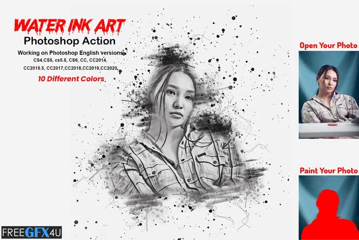 CreativeMarket - Water Ink Art Photoshop Action | Luckystudio4u