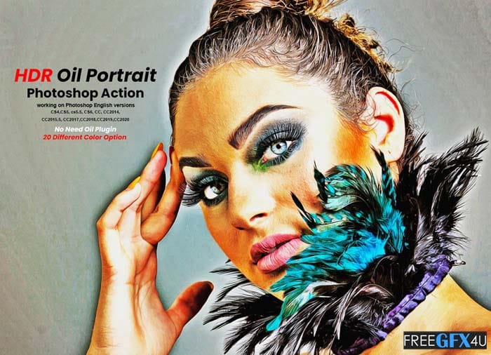 CreativeMarket - HDR Oil Portrait Photoshop Action | Luckystudio4u