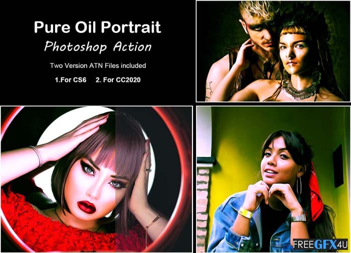 CreativeMarket - Pure Oil Portrait Photoshop Action | Luckystudio4u