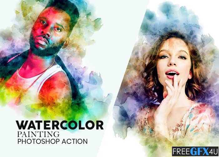 CreativeMarket - Watercolor Painting Photoshop Action | Luckystudio4u