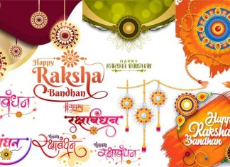 Happy Raksha Bandhan Hindi Calligraphy, Elements, Border, Frame Pack