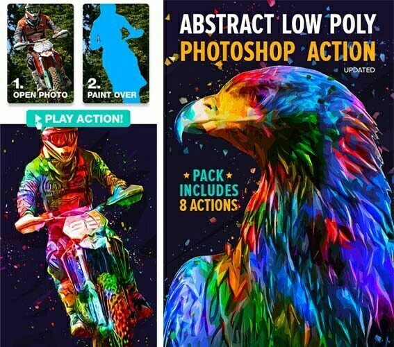 Download Abstract Low Poly Photoshop Action Pack