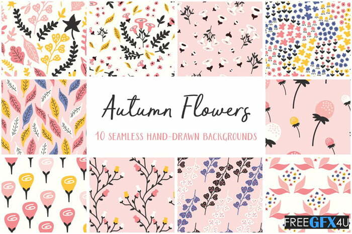 Download Autumn Flowers Seamless Patterns