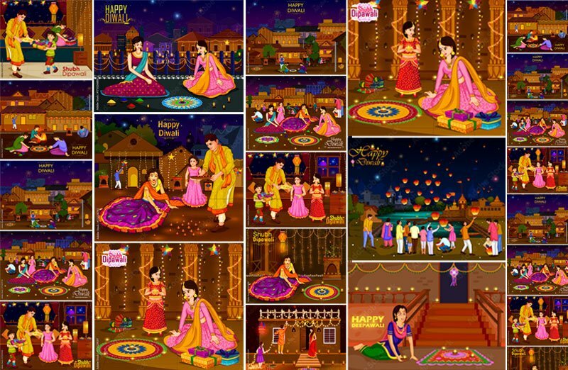 Top 12 Indian Family People Celebrating Diwali Festival Collection