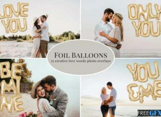 Free Download Golden Foil Balloons Photo Overlays
