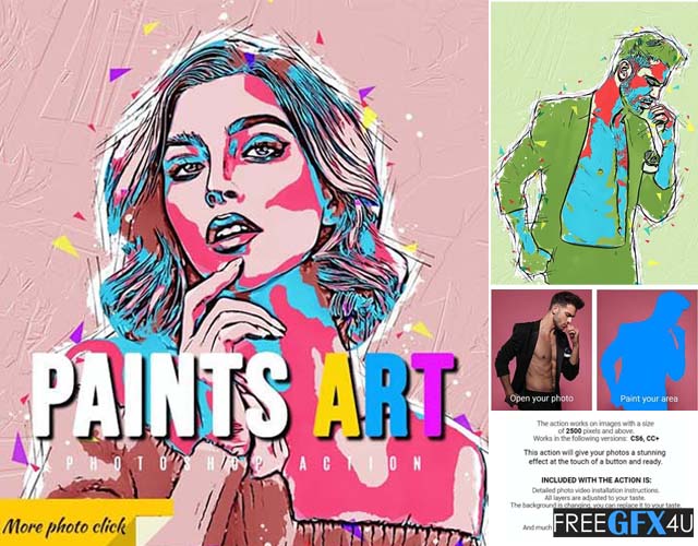 Free Download Paints Art Photoshop Action