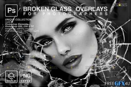 Broken Glass Photoshop Overlay Bundle Free Download