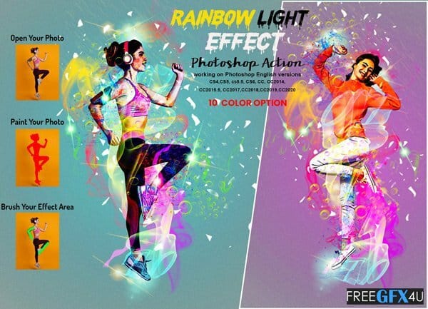 CreativeMarket - Rainbow Light Effect PS Action Rainbow Light Effect PS Action