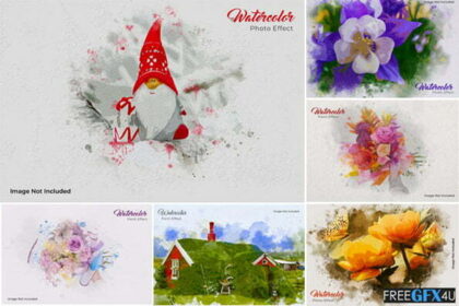 Top 08 Watercolor Photo Effect PSD Bundle