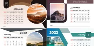 04 Creative Desk Calendars 2022 Vector Templates