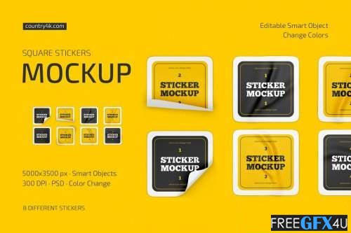 FreePik - Square Stickers Mockup Pack 6651627