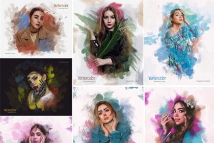 Top 11 Watercolor Brush Photo Effect PSD Templates Bundle