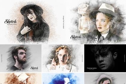 Top 20 Sketch Art Photo Effect PSD Templates Bundle