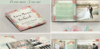 Watercolor Floral PSD Photobook For Wedding Album
