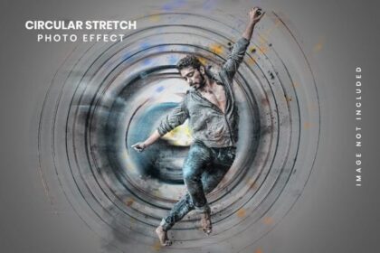 Circular Stretch Photo Effect Mockup