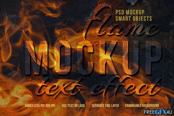 Flame Text Effect Mockup