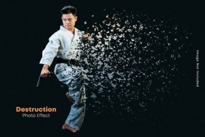 Destruction Photo Effect PSD Mockup