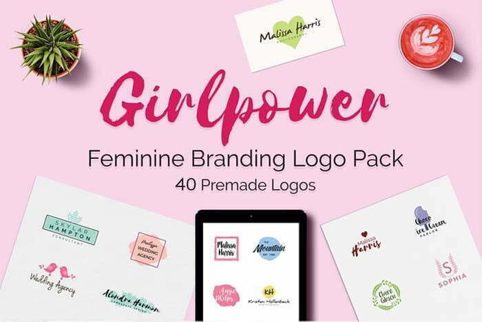 Creativemarket - GIRLPOWER Feminine Branding Logo Set GIRLPOWER Feminine Branding Logo Set
