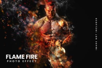 Flame Fire Photo Effect Mockup