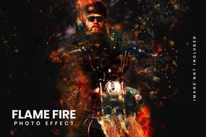 Flame Fire Photo Effect PSD Mockup
