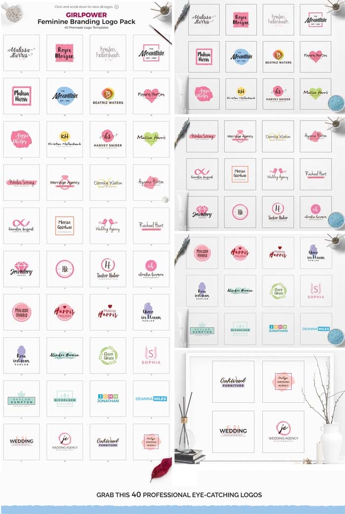 Creativemarket - GIRLPOWER Feminine Branding Logo Set GIRLPOWER Feminine Branding Logo Set