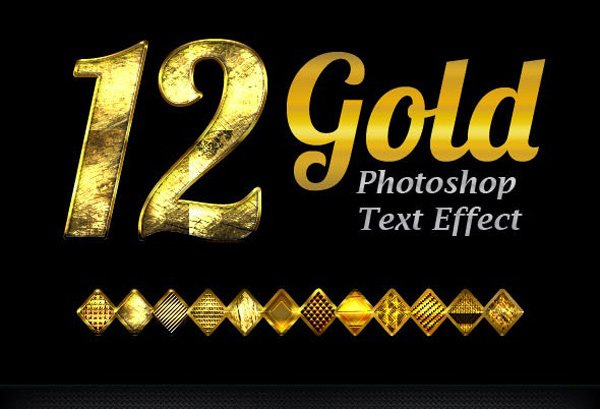 12 Gold Photoshop Text Effect Styles
