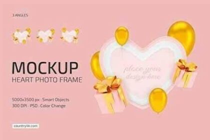 Heart Photo Frame Mockup Set 6890791