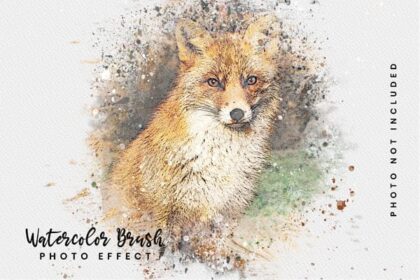 Watercolor Brush Effects PSD Mockup