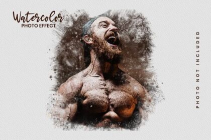 watercolor Photo Effect PSD Template